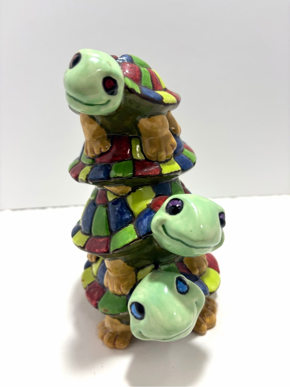 Turtle Piggy Bank 4 Stacked Turtle Coin Bank Hand Painted